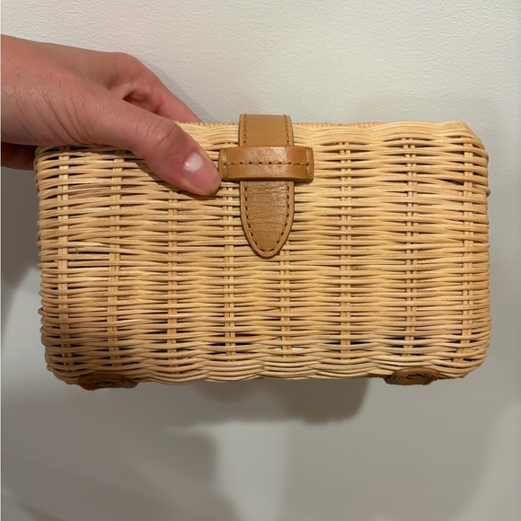 J. Crew Handbags - JCrew Woven Rattan Clutch Bag in Tan